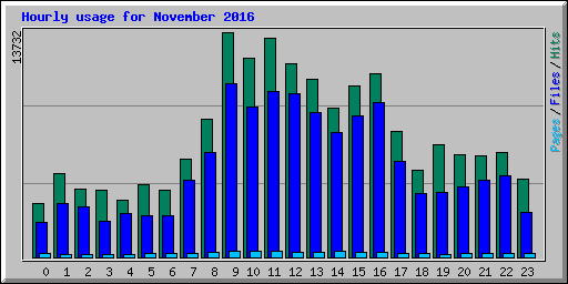 Hourly usage for November 2016